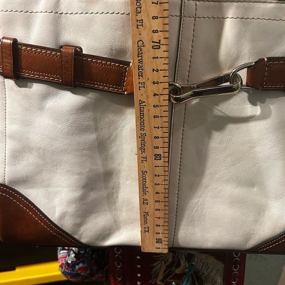 Vintage*COACH-A0851- F 11200 HAMPTON WHITE & BROWN LEATHER HANDBAG PURSE SATCHEL - Picture 2 of 8